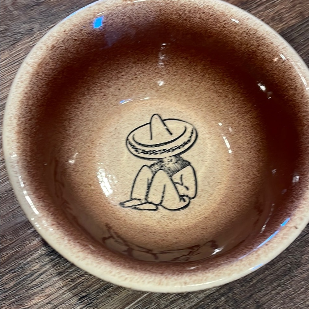 Artistic Brown Ceramic Bowl with Sombrero Motif